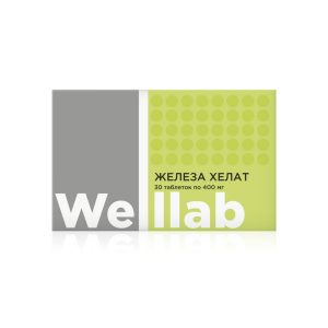 БАД с биодоступным железом Welllab ЖЕЛЕЗА ХЕЛАТ, 30 таблеток
